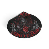 HereticCircle.com Round Vinyl Sticker — Gothic Skeleton Heart Design