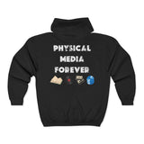 Physical Media Forever Zip Hoodie | "You Will Own Nothing and Like It" | Vinyl · Disc · Film · Book