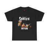 Samhain Initium Gothic Skull Tee — Grim Reaper Cards Halloween T‑Shirt