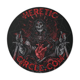 HereticCircle.com Round Vinyl Sticker — Gothic Skeleton Heart Design