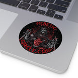 HereticCircle.com Round Vinyl Sticker — Gothic Skeleton Heart Design